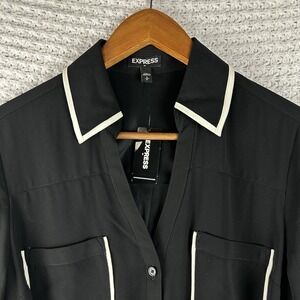 Express Women's Belted Shirt Dress Black & White Size Small NWT